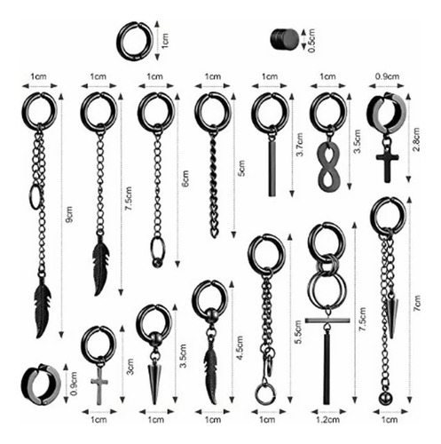 20 Piezas Aretes Falsos Piercing Hombre Mujer Arracadas Set