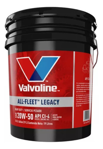 Aceite Multigrado Sae 20w50 Api Ci-4, All-fleet Legacy 19 L