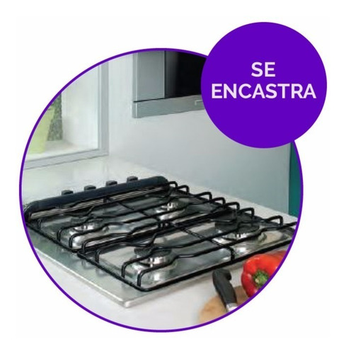 Imagen 4 de 6 de Anafe De Empotrar Multigas Longvie A6600gf Grafito Negro Pc