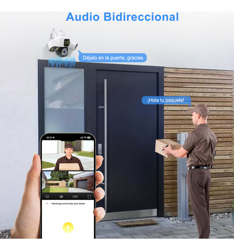 12MP Ojo® Cámaras De Seguridad Tres Lentes Tres Pantalla Ptz 1440p Con Función De Alarma Rotación Ajustable Del Brazo