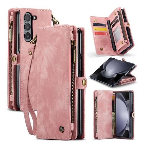 Funda Tipo Billetera Para Samsung Galaxy Z Fold 5 - Rosa A