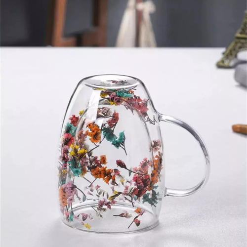 Tazas Mug Doble Pared Con Flores Eternas 350ml Cafe Te