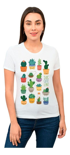 Playera Mujer Suculentas Y Cactus Diseño 89 Playeras Beloma