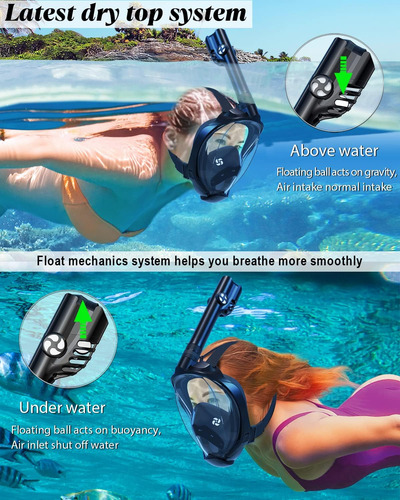 Máscara De Snorkel Facial Visión Panorámica 180 Grados