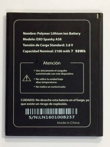 Bateria Exo Celular Spanky A58 Garantia Genérica