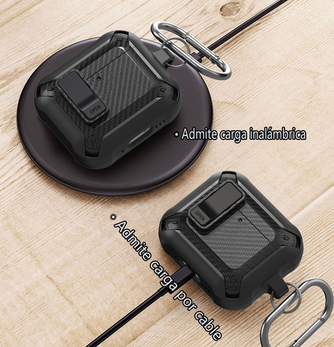 USTIYA Funda Para AirPods 4 Case Uso Rudo Protector Carcasa Seguro Color Negro Cover