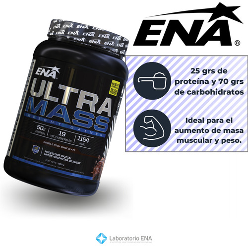 Imagen 2 de 2 de Suplemento Ganador De Peso Ultra Mass (1.5 Kg) Chocolate Ena Sport