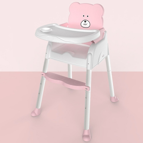 Silla De Comer Bebe 2 En 1 Diseño Oso Color Rosa