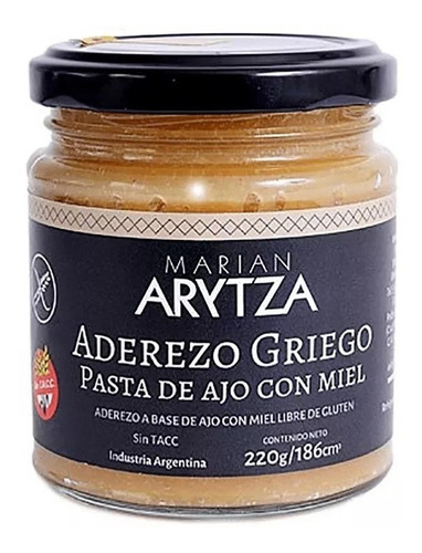 2 Unid Aderezo Griego Pasta De Ajo Y Miel Arytza S/tacc - Dw