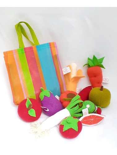 Bolsa Con Frutas Y Verduras Surtidos De Tela Juego De Rol