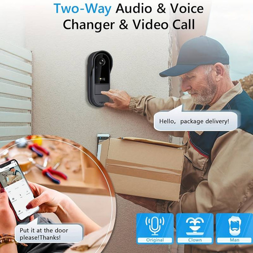 Timbre inalámbrico negro KISRO Guangdong, impermeable con pilas de transmisor y receptor incluidas, material plástico duradero