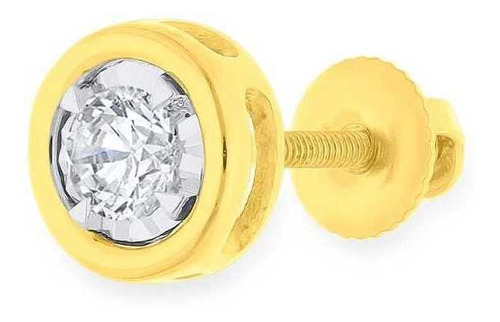 Broquel De Oro Amarillo 14k Con 14pts De Diamante (1 Pieza) 