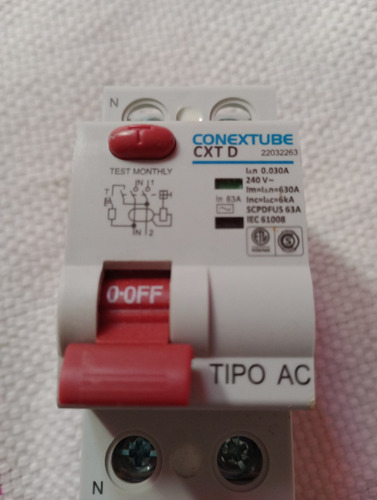 Imagen 2 de 4 de Disyuntor Diferencial Bipolar Conextube 2x63a 300ma
