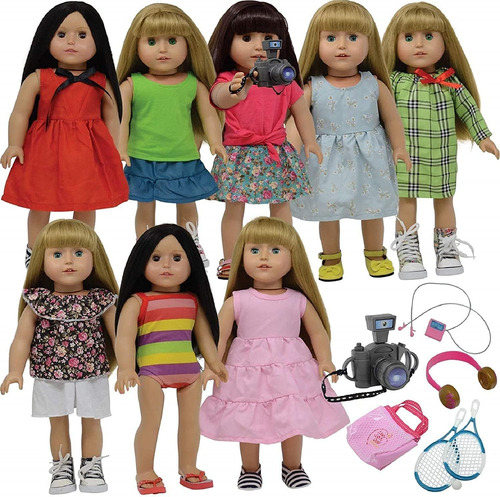 Vestido De Ropa De Muñeca De 18 Pulgadas Y Accesorios Para M
