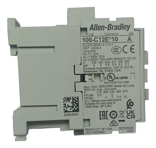 Contactor Allen Bradley 100-c12e*10 24vcd Con Auxiliar S/caj