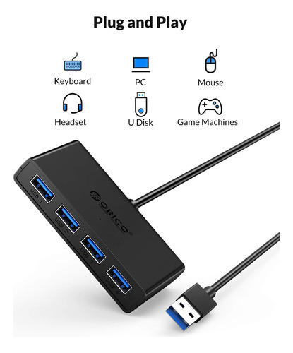 Hub Usb 3.0 De 4 Puertos Orico Cable 1.5m Para Mac Xps Y ...
