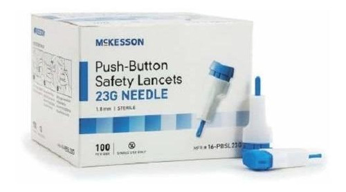 Mckesson Lancet, Push-botón De Seguridad, Azul, Profundidad 