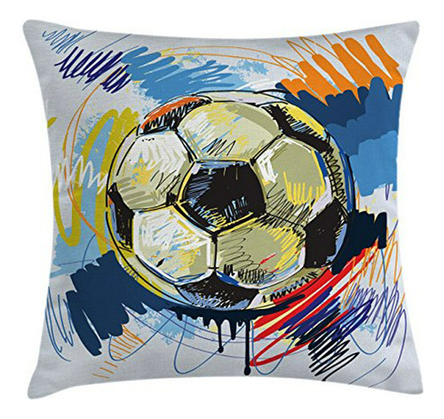Ambesonne Soccer Throw Pillow Cojín, Ilustración Esférica De