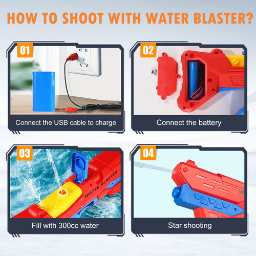 Pistola De Agua Eléctrica Largo Alcance 32 Pies Remojo Autom