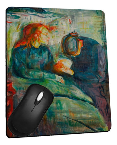 Mouse Pad Edvard Munch Menina Doente Quadro Expressionismo Cor Preto
