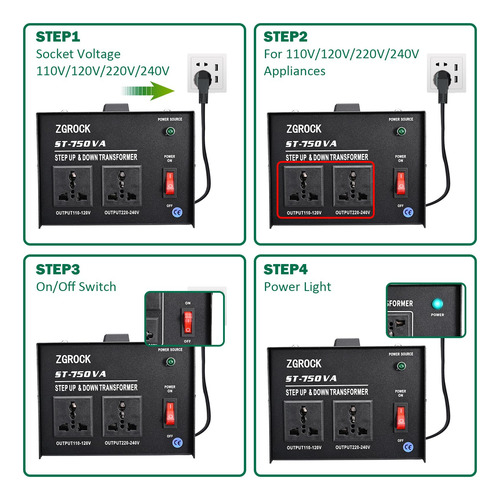 Transformador De Voltaje Zgrock 750w 110v A 220v/220v A 110v