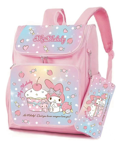 Bolso Escolar Impermeable Hello Kitty Para Niñas Con Estuch