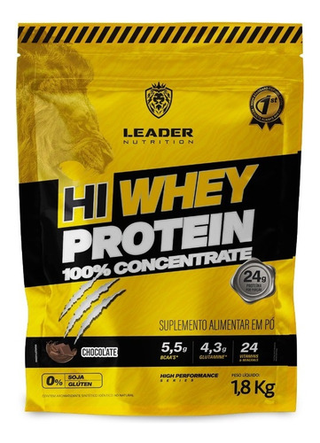 Suplemento Em Pó Leader Nutrition  Hi Whey Hi Whey Protein 100% Whey Protein Concentrado Hi Whey Protein 100% Sabor  Chocolate Em Refill