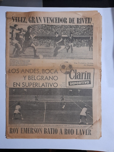 Clarin Deportivo 11/11/1968 Velez 2 River 1,boca 3 Colon 0