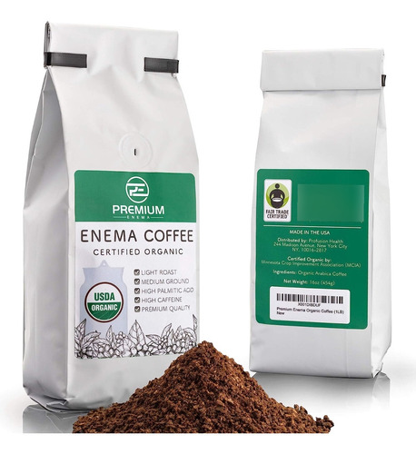 Enema Cafe Organico Tostado Ligero Molido Lavado Colon 1 Lb