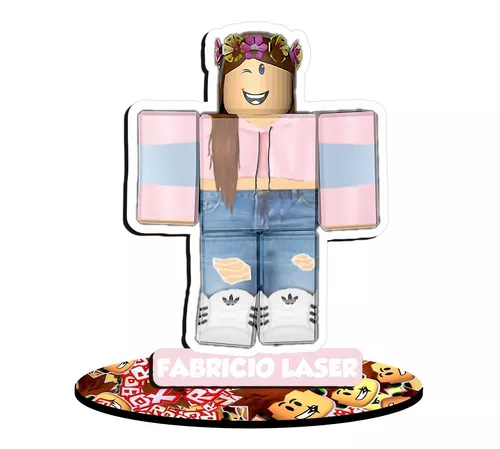 Festa Roblox Rosa 02 Lona + 7 Totens Mesa Mdf+topo Bolo