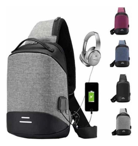 . Pechera Con Usb Mochila Cruzada Ajustable Antirrobo Moda