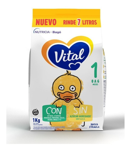 Imagen 1 de 2 de Leche En Polvo Vital 1 Affordable Pack 1kg (8 Unidades/caja)