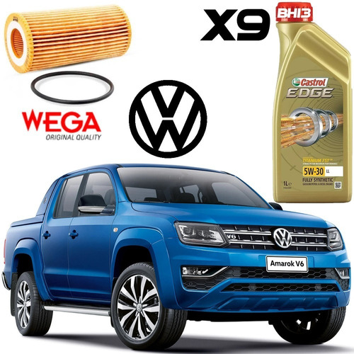 Amarok 3.0 V6 Kit Troca De Óleo 5w30 Castrol Edge Woe681