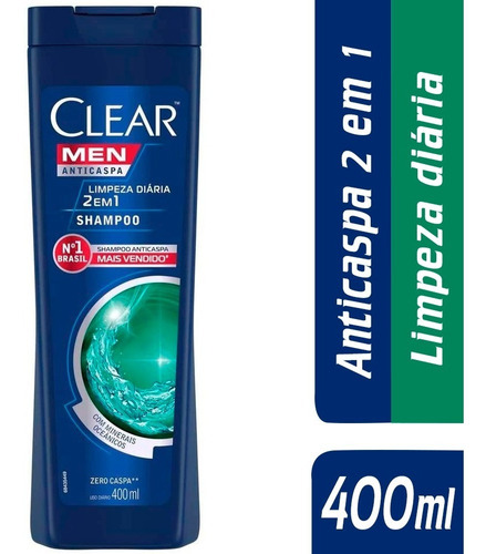 Shampoo Clear Anticaspa Limpeza Diaria 2 Em 1 400ml