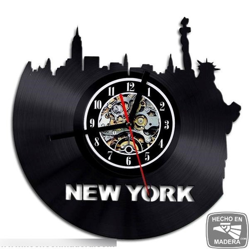 Reloj Corte Laser 1524 New York Ciudad Silueta Y Nombre