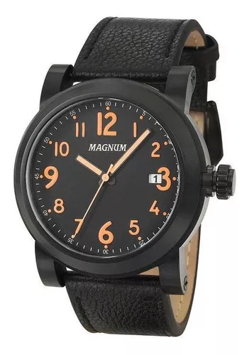 Relógio Magnum Ma34843d Calendario Pulseira Couro