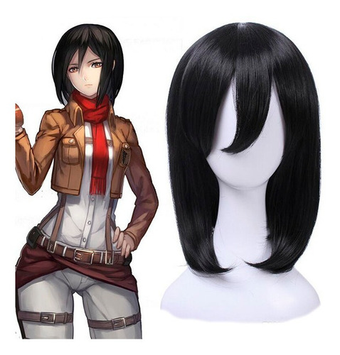 Imagen 1 de 5 de Peluca Mikasa Ackerman Cosplay Shingeki No Kyogin