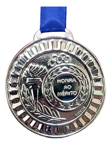 5 Medalhas Tamanho Grande Honra Ao Merito 5,5cm Premiação Cor Prata