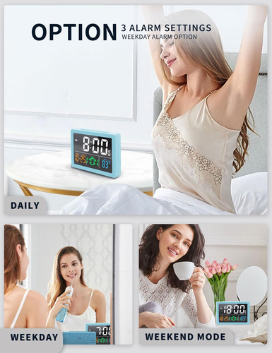 Reloj Despertador Digital Led Grande 5.5 Pulgadas Con Usb Azul