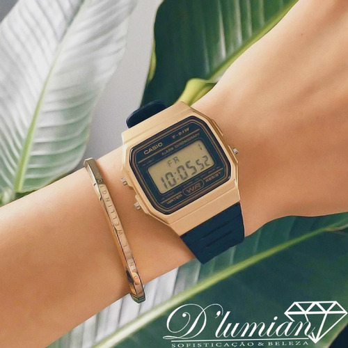 Imagem 5 de 8 de Relogio Casio Digital Preto E Dourado F-91wm-9adf