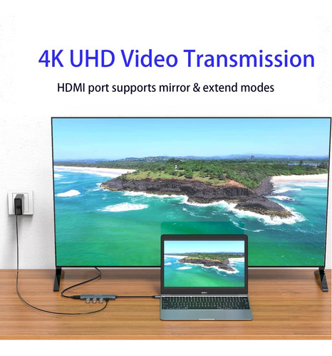Adaptador Usb C Hdmi 3 Puertos Usb 3.0 Usb C