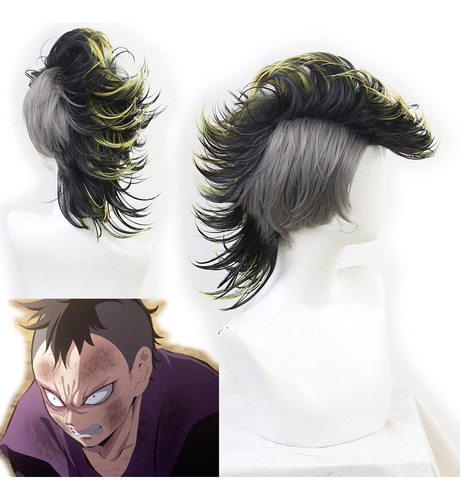 Peruca Curta Shinazugawa Demon Slayer Genya Cosplay Genya