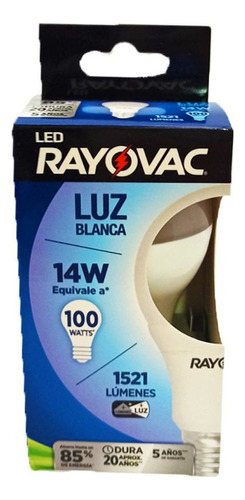 Lampara Led Blanca Rayovac 14w 100w 1521 Lumens E27 Color De La Luz Blanco Frío