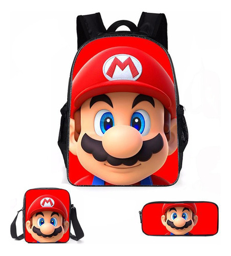 Mochila De Estudiante De Tres Piezas Mochila Super Mario