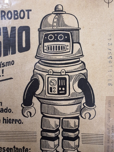 Antiguo Boceto Original De Publicidad Robot Cosmo Broadway (Usado)
