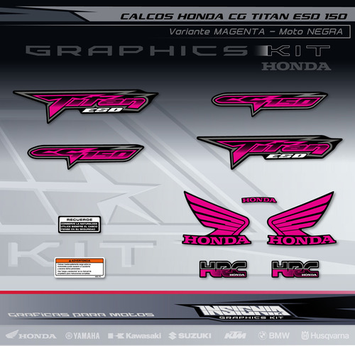 Calcos Honda Cg Titan 150 - Variante Magenta - Insignia 