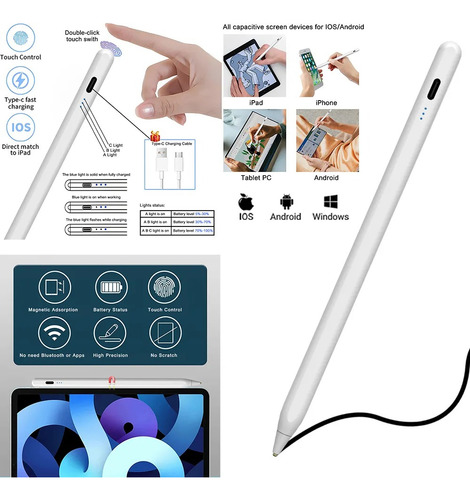 Lápiz Táctil Óptico Activo Capacitivo Para iPad Y Android