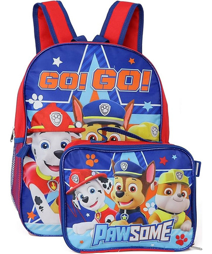 Paw Patrol Mochila Para Niños 16 Pulgadas Con Lonchera Extra