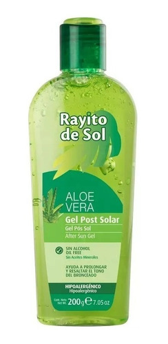 Gel Post Solar Rayito De Sol Sin Alcohol Con Aloe Vera 200g