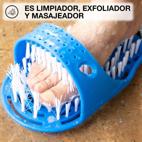Chancla Sandalia Lava Pies Con Lima Pulidor De Callos Talon Color Azul